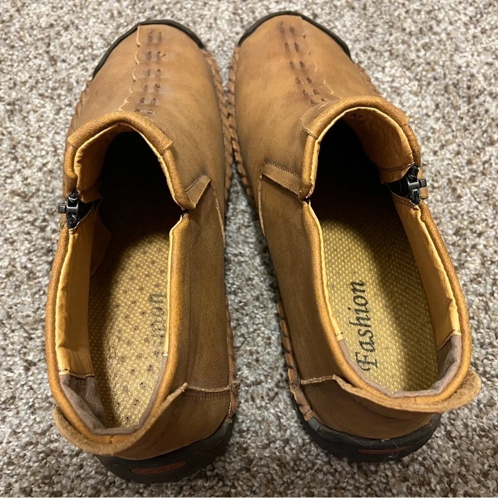 Kaegreel Vintage Hand Stitch Leather Casual Boots